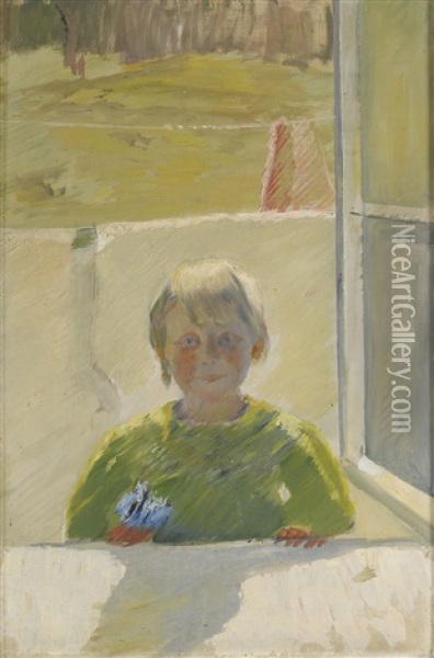 Nanna I Fonstret Oil Painting - Oda Krohg