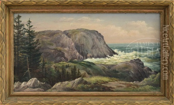 Monhegan Coastline Oil Painting - Seth W. Steward