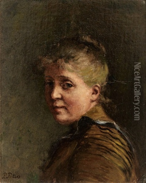 Portrait Einer Frau Mit Hochgestecktem Haar Im Halbprofil Von Links Oil Painting - Pietronella Peters