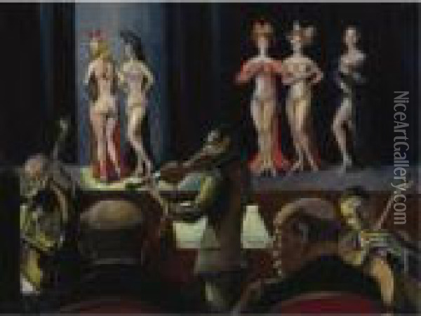 Burlesque, Circa 1930s Oil Painting - Serge Iurevich Soudeikine
