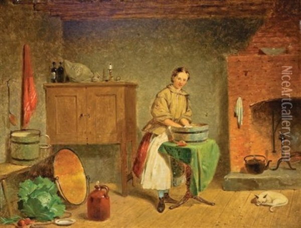 Dame In Kitchen Oil Painting - Francis William Edmonds