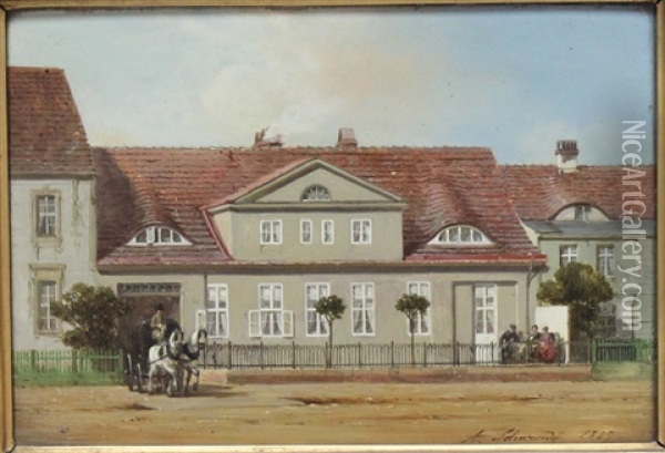 Haus Der Familie Rossmann In Der Ackerstrase In Berlin Oil Painting - Albert Schwendy