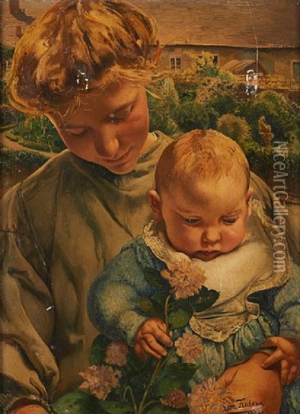 Mere Et Enfant Dans Le Jardin Oil Painting - Leon Frederic