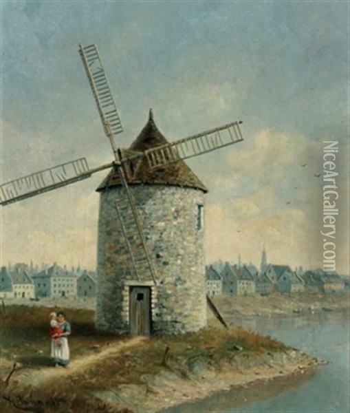 Windmill Point And Montreal River Front Oil Painting - Henry Richard Sharland Bunnett