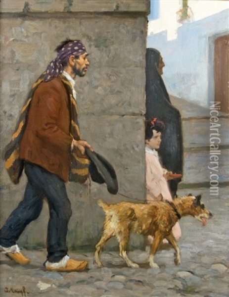 Mediterranean Street Scene Oil Painting - Arthur Kampf