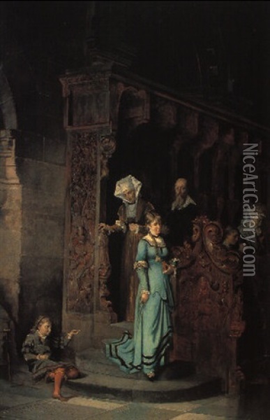 In Der Kirche Oil Painting - Johann Hamza