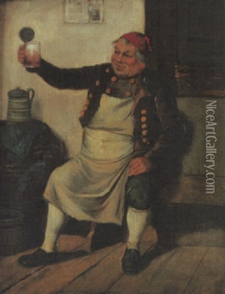 Der Biertrinker Oil Painting - Johann Christophe Kimpfel