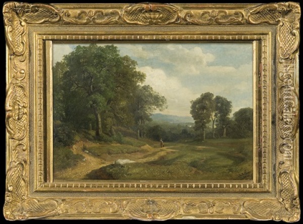 Summer Landscape With A Road Oil Painting - August Weber