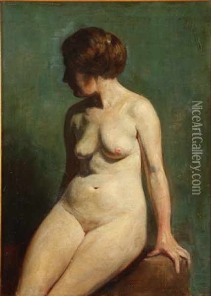 Seated Female Nude Oil Painting - John Edward Goodall