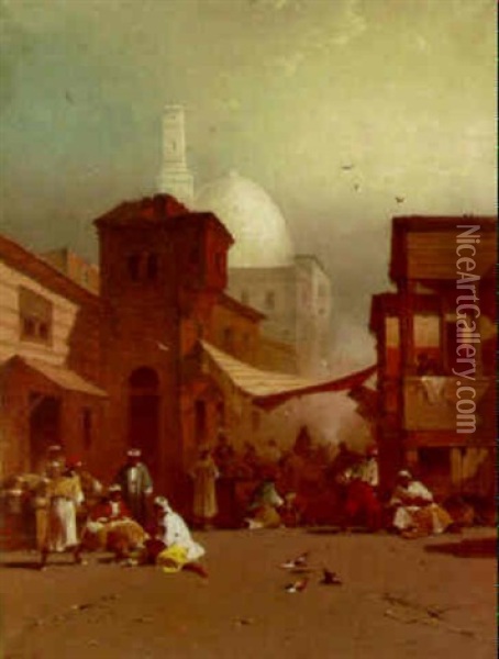 Arab Market Scene Oil Painting - George Washington Nicholson