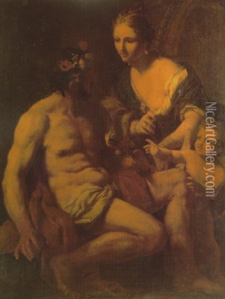 Bacchus And Ariadne With Cupid Oil Painting - Antonio Molinari