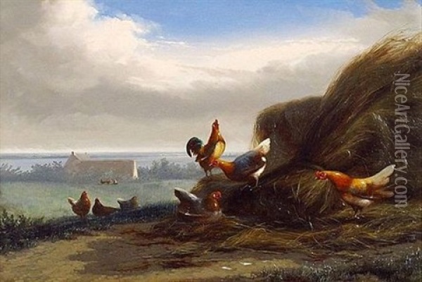 Paysage Aux Volailles Oil Painting - Cornelis van Leemputten