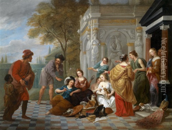 Achill Bei Den Tochtern Des Lykomedes Oil Painting - Erasmus Quellinus II