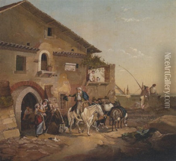 Abschied Vor Der Osteria Oil Painting - Peter Heinrich Lambert Von Hess