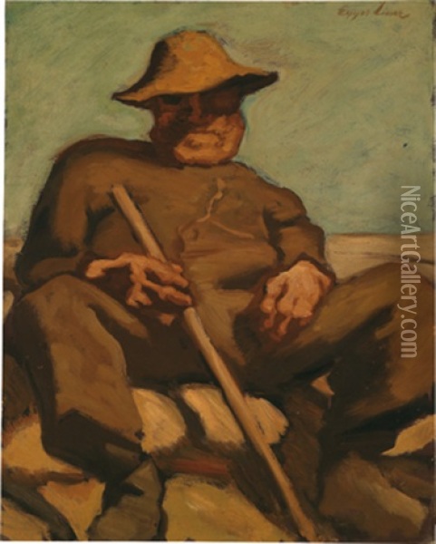 Ruhender Hirte Oil Painting - Albin Egger-Lienz