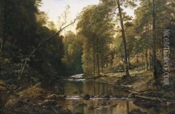 River Scene Oil Painting - H. Forrest