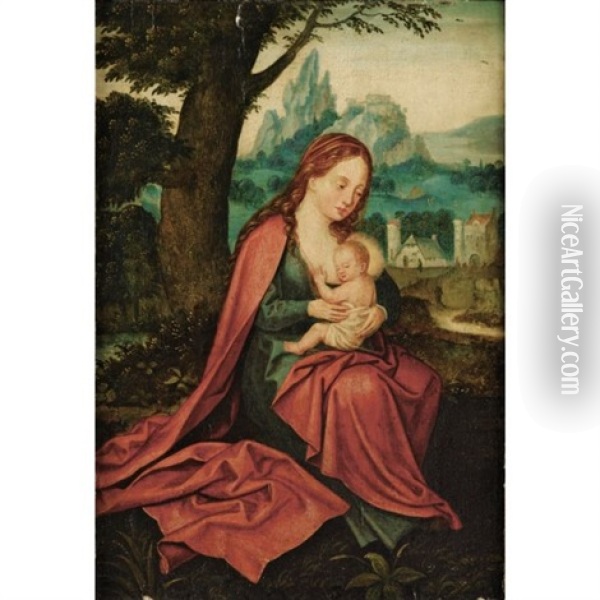 Vierge A L'enfant Dans Un Paysage Oil Painting - Joachim Patinir