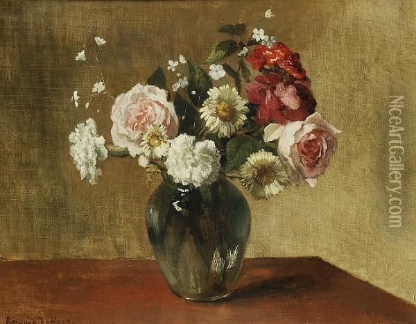 Still Life Of Mixed Flowers In A Vase Oil Painting - Bernard Johann De Hoog