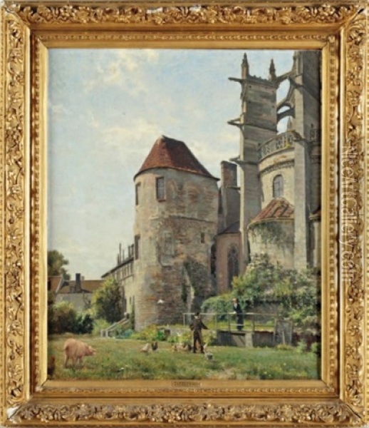 Le Chevet De La Cathedrale De Senlis Oil Painting - Francis Tattegrain