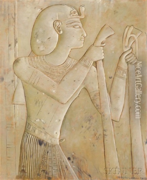 Seti Offering Ceremonial Garments To Horus Oil Painting - Joseph Lindon Smith