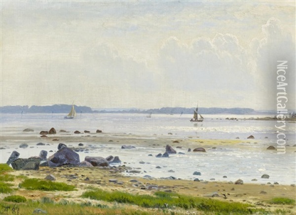 Boddenlandschaft Mit Fischerbooten Oil Painting - Anton Erik Christian Thorenfeld