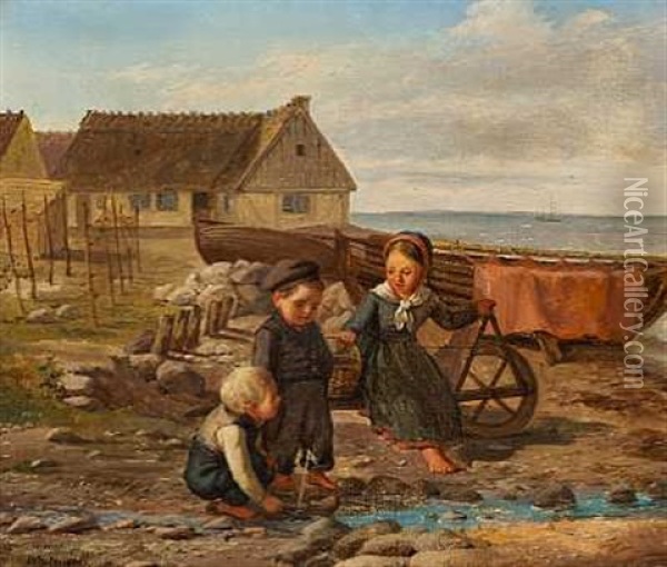 Fiskerborn I Taarbaek Oil Painting - Johannes V. Jensen