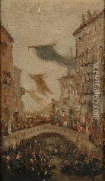 Venetian Festival Scene Oil Painting - Clara Montalba