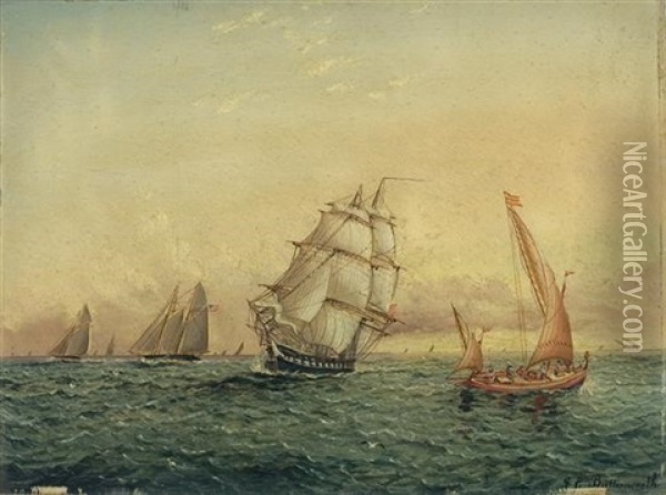 Nearing The Harbor Oil Painting - James Edward Buttersworth