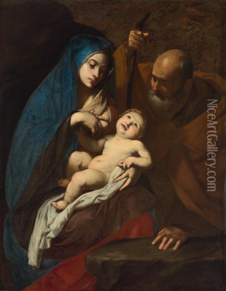 The Holy Family Oil Painting - Massimo Stanzione