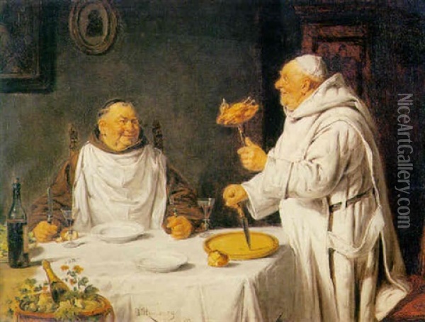 The Brother Gourmets Oil Painting - Adolf Humborg