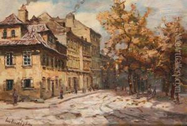 An Old-prague Motif Oil Painting - Jaro Prochazka