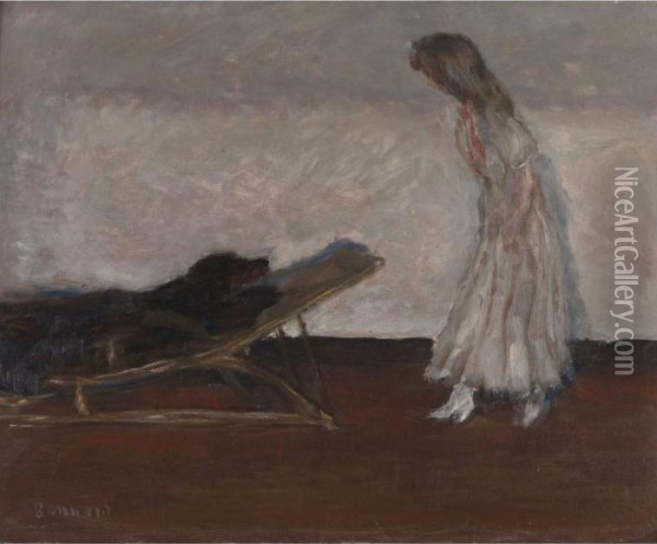 Marthe Et Le Chien Black Oil Painting - Pierre Bonnard