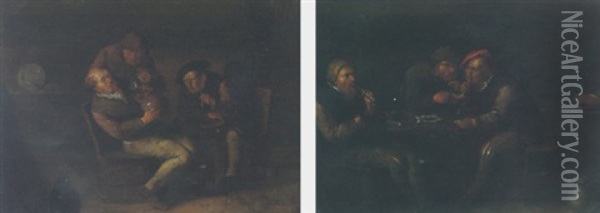 A Tavern Scene With Peasants Drinking And Smoking Oil Painting - Egbert van Heemskerck the Elder