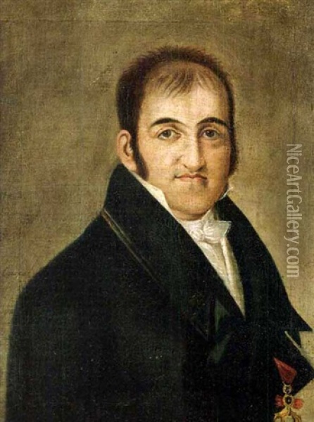 Retrato Del Rey Fernando Vii Con El Toison De Oro Oil Painting - Vicente Escobar