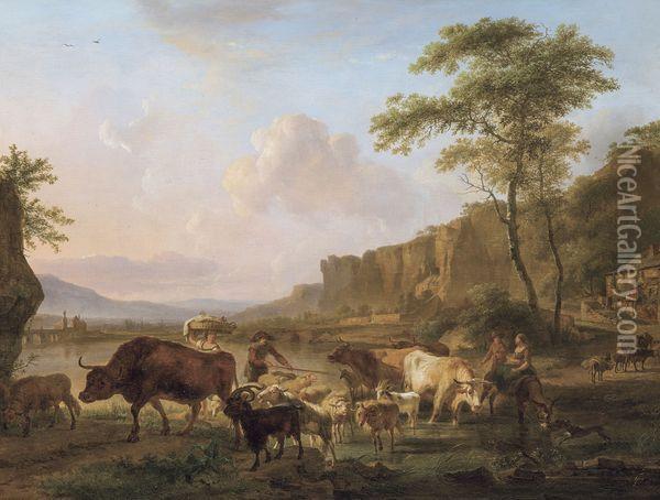 Paysage Du Sud Avec Gardiens De Troupeau Oil Painting - Balthasar Paul Ommeganck