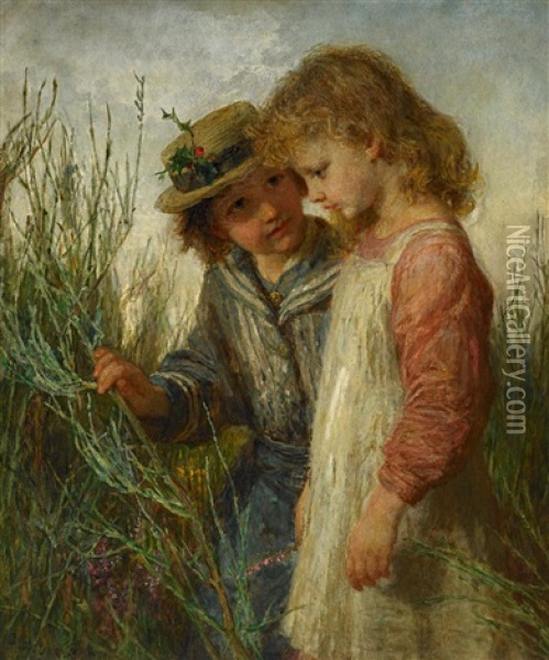 Zwei Kinder Oil Painting - Carl Wilhelm Friedrich Bauerle