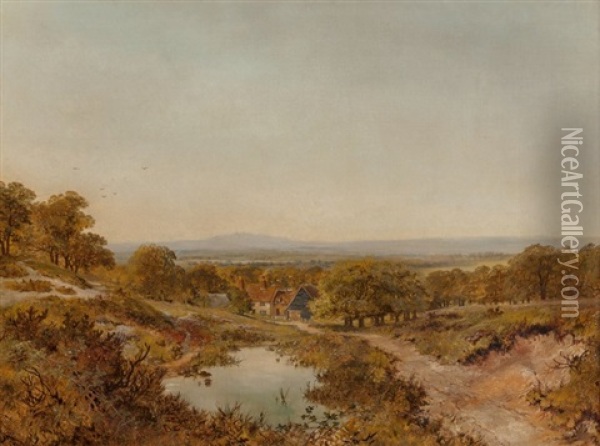 Landscape Near Yeaveley, Derbyshire Oil Painting - Edmund John Niemann