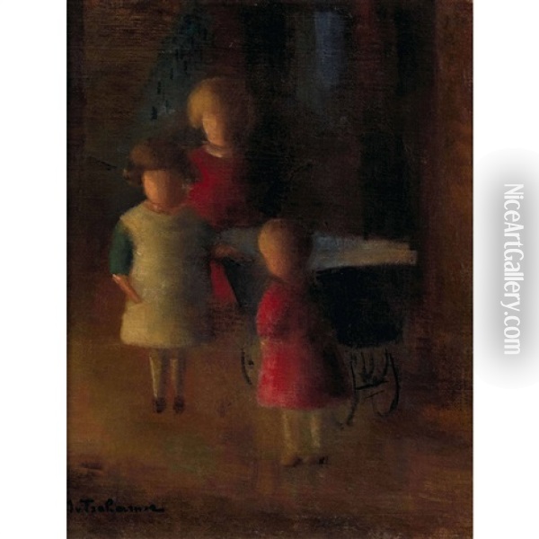 Spielende Kinder Oil Painting - Johann Wilhelm Von Tscharner