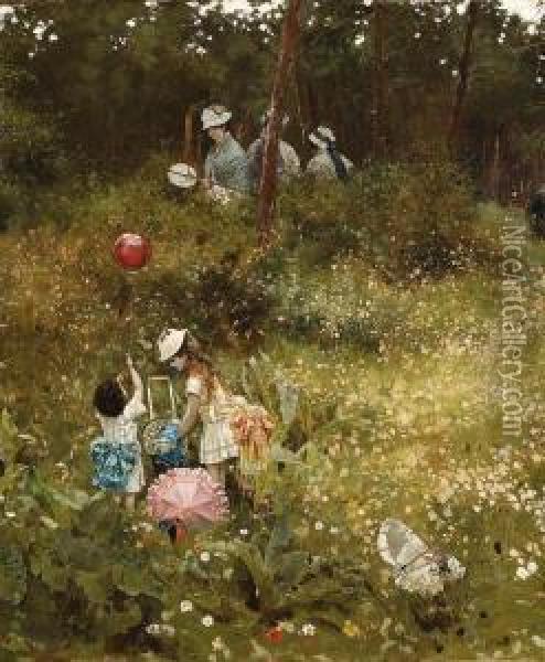 Springtime In The Meadow Oil Painting - Giovanni Battista Filosa