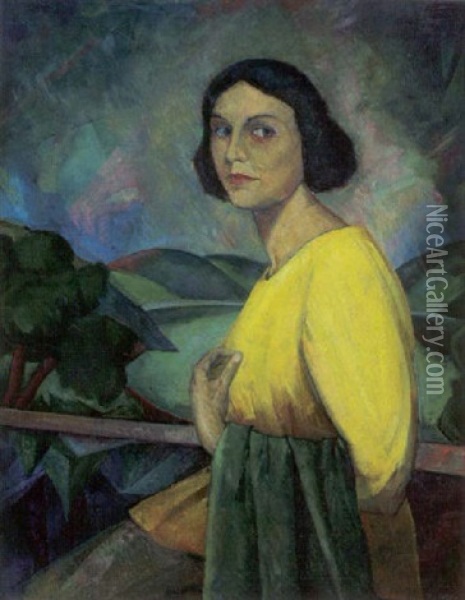 Dame In Gelb Oil Painting - Maximilian Reinitz