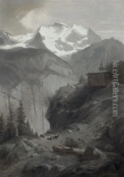 View Of The Jungfrau From The Path To Murren Oil Painting - Otto Froelicher
