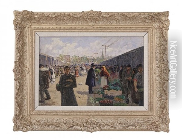 Market Scene Oil Painting - Frank Paul Sauerwein