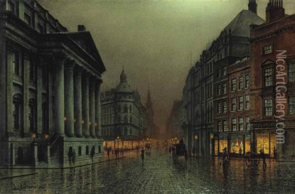 The Mansion House, London Oil Painting - Louis H. Grimshaw