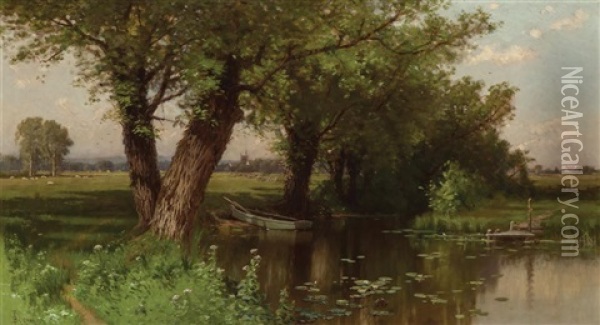 Summer Pond, Southampton Oil Painting - Alfred Thompson Bricher