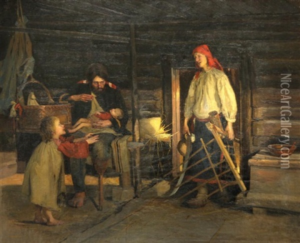 Veteranenfamilie Oil Painting - Abram Efimovich Arkhipov