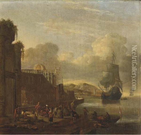 Scene De Port Mediterraneen Oil Painting - Abraham Storck