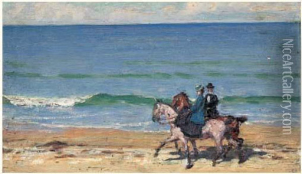 Cavaliers Sur La Plage Oil Painting - Rene Xavier Francois Prinet