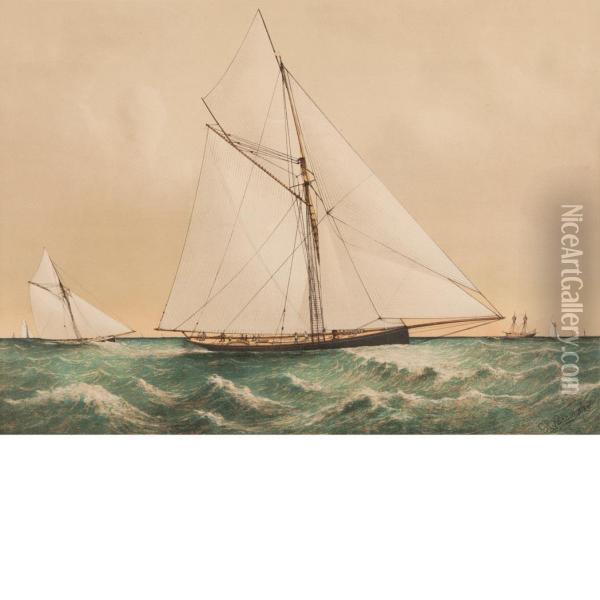 Cutter Genesta, R.y.s. Oil Painting - Currier & Ives Publishers