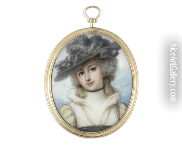 A Portrait Miniature Of A Young Lady Oil Painting - Richard Cosway