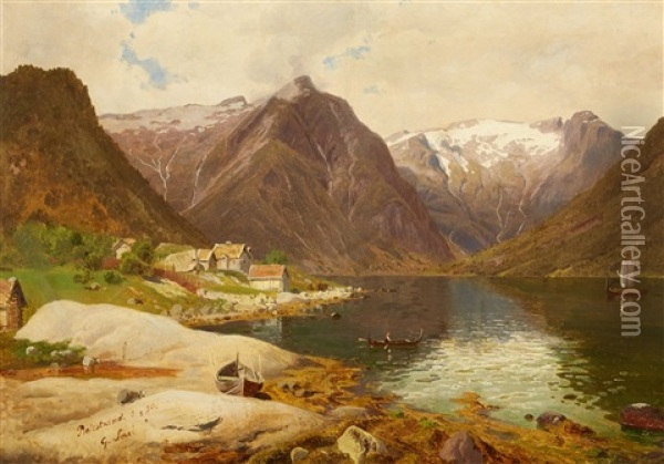 The Sognefjord In Norway Oil Painting - Georg Eduard Otto Saal